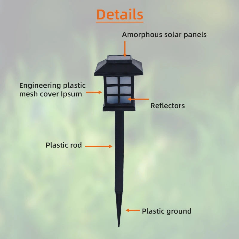 Outdoor LED Solar Lights Solar Powered Garden Lamp Waterproof For Yard Patio Lawn Pathway Walkway Decoration Lighting