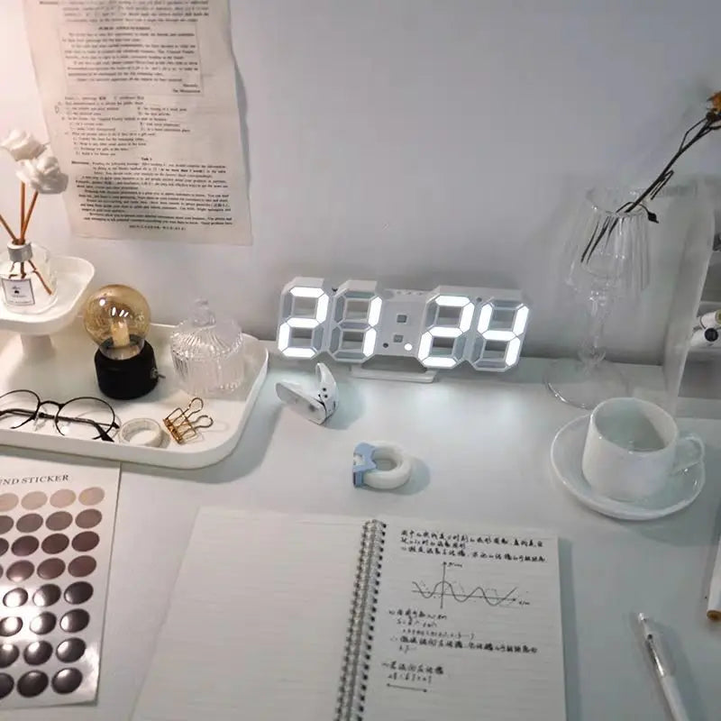 3D LED Digital Alarm Clock Wall Clock