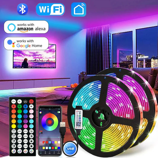 USB LED Strip Light RGB LED Bluetooth, WiFi, App, or Remote Control Light