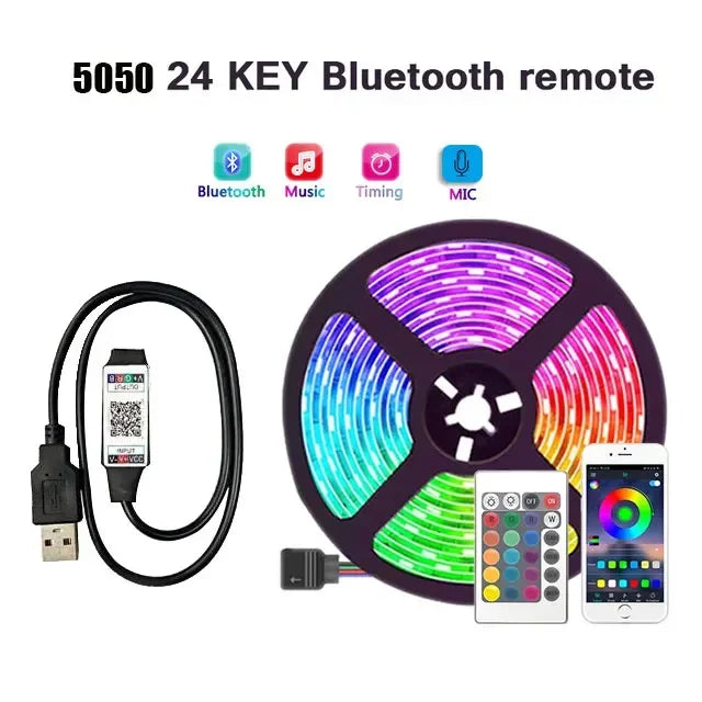 USB LED Strip Light RGB LED Bluetooth, WiFi, App, or Remote Control Light