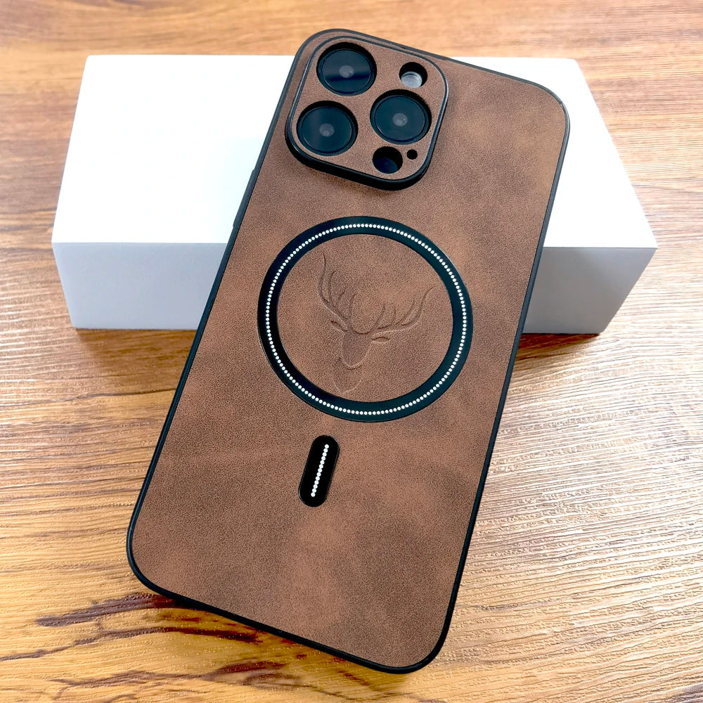 Leather Deer Case For iPhone 16, 15, 14, 13, 12, and 11