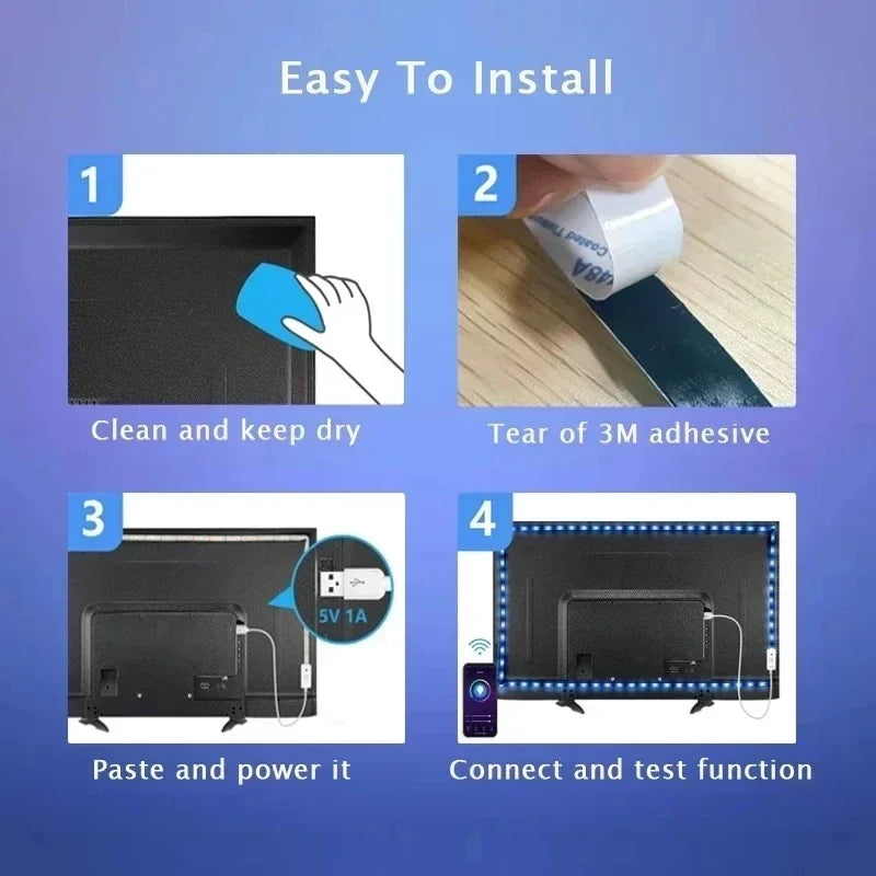 USB LED Strip Light RGB LED Bluetooth, WiFi, App, or Remote Control Light