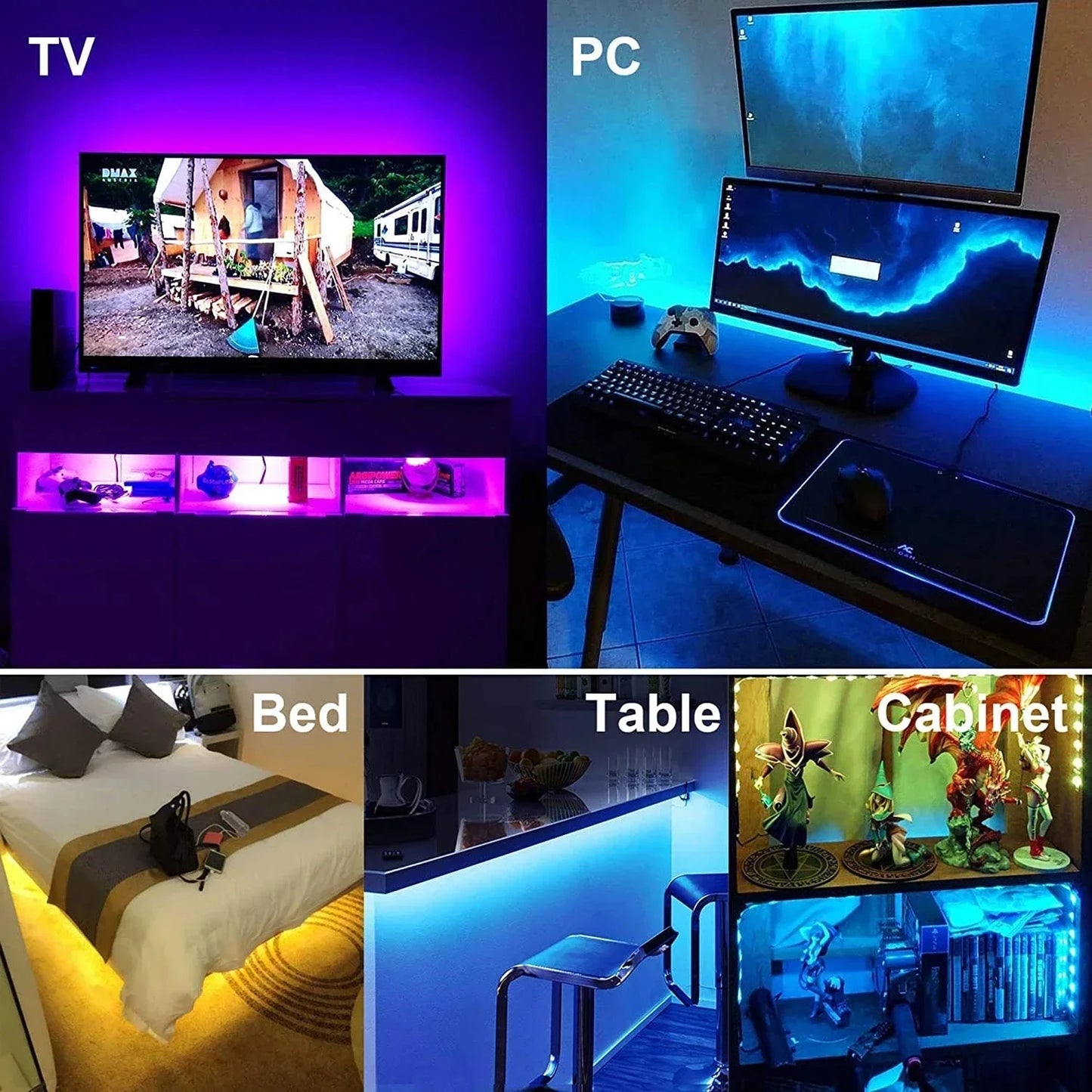 USB LED Strip Light RGB LED Bluetooth, WiFi, App, or Remote Control Light