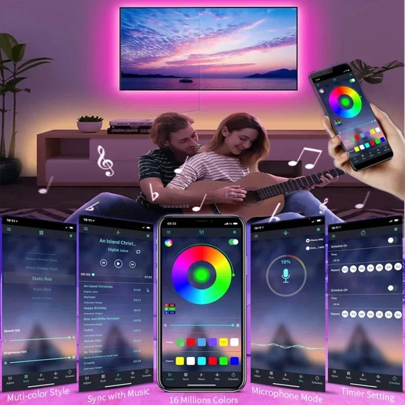 USB LED Strip Light RGB LED Bluetooth, WiFi, App, or Remote Control Light