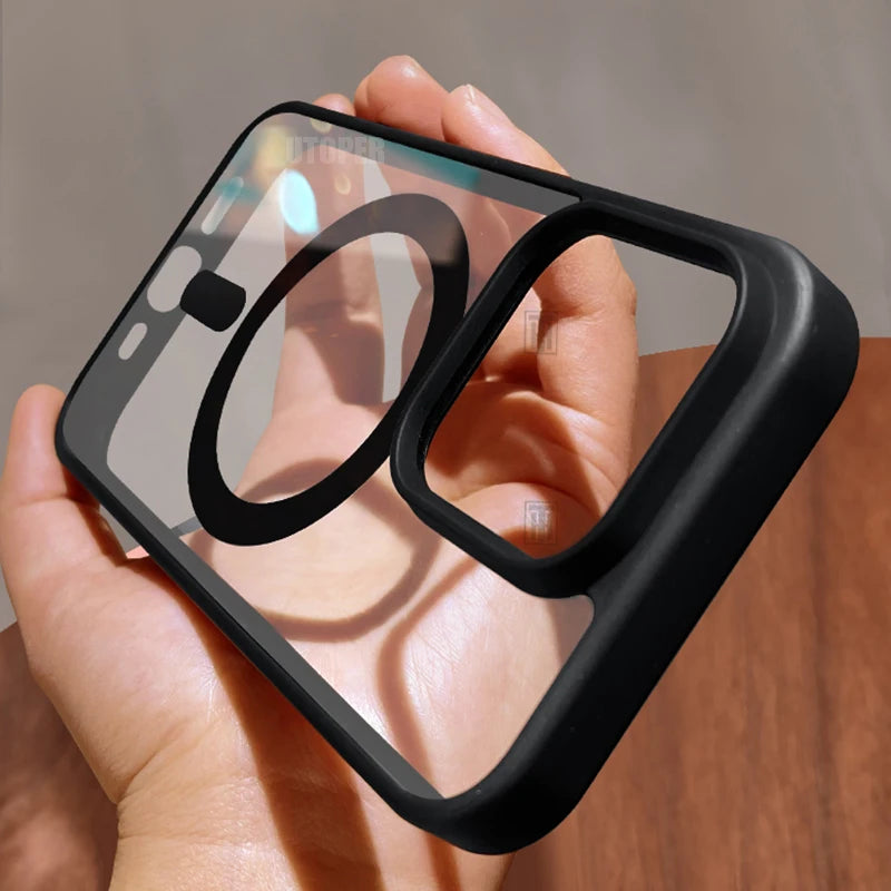Fall Resistant Acrylic Business Black Magsafe Case for iPhone 16. 15, 14