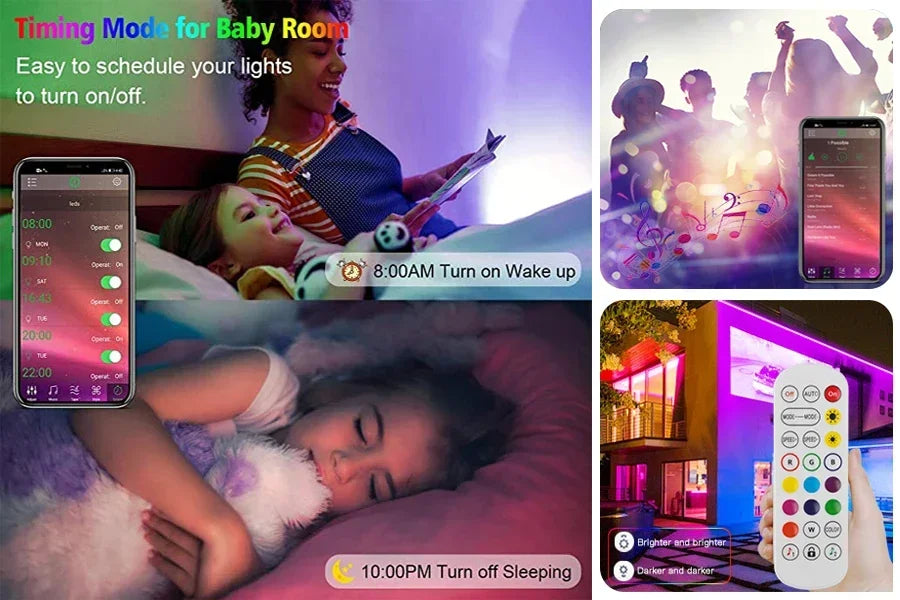 USB LED Strip Light RGB LED Bluetooth, WiFi, App, or Remote Control Light