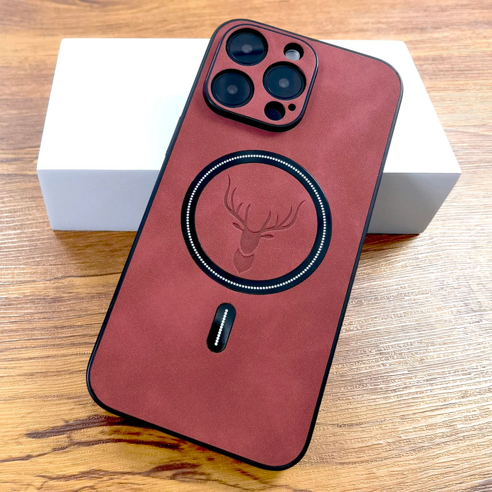 Leather Deer Case For iPhone 16, 15, 14, 13, 12, and 11