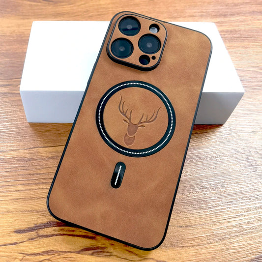 Leather Deer Case For iPhone 16, 15, 14, 13, 12, and 11