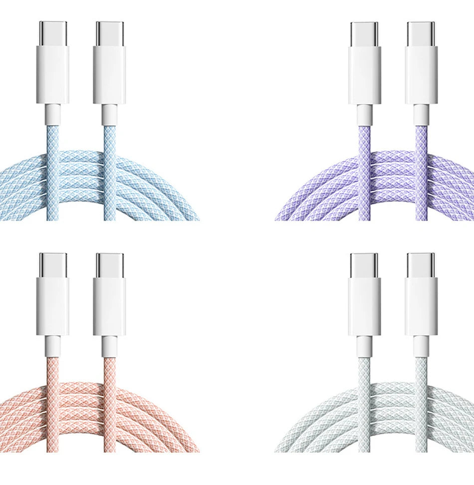 60W 6A USB Type C to Type C Cable For IPhone 15 16 Samsung Fast Charging USB C to C Cable Type C Charger