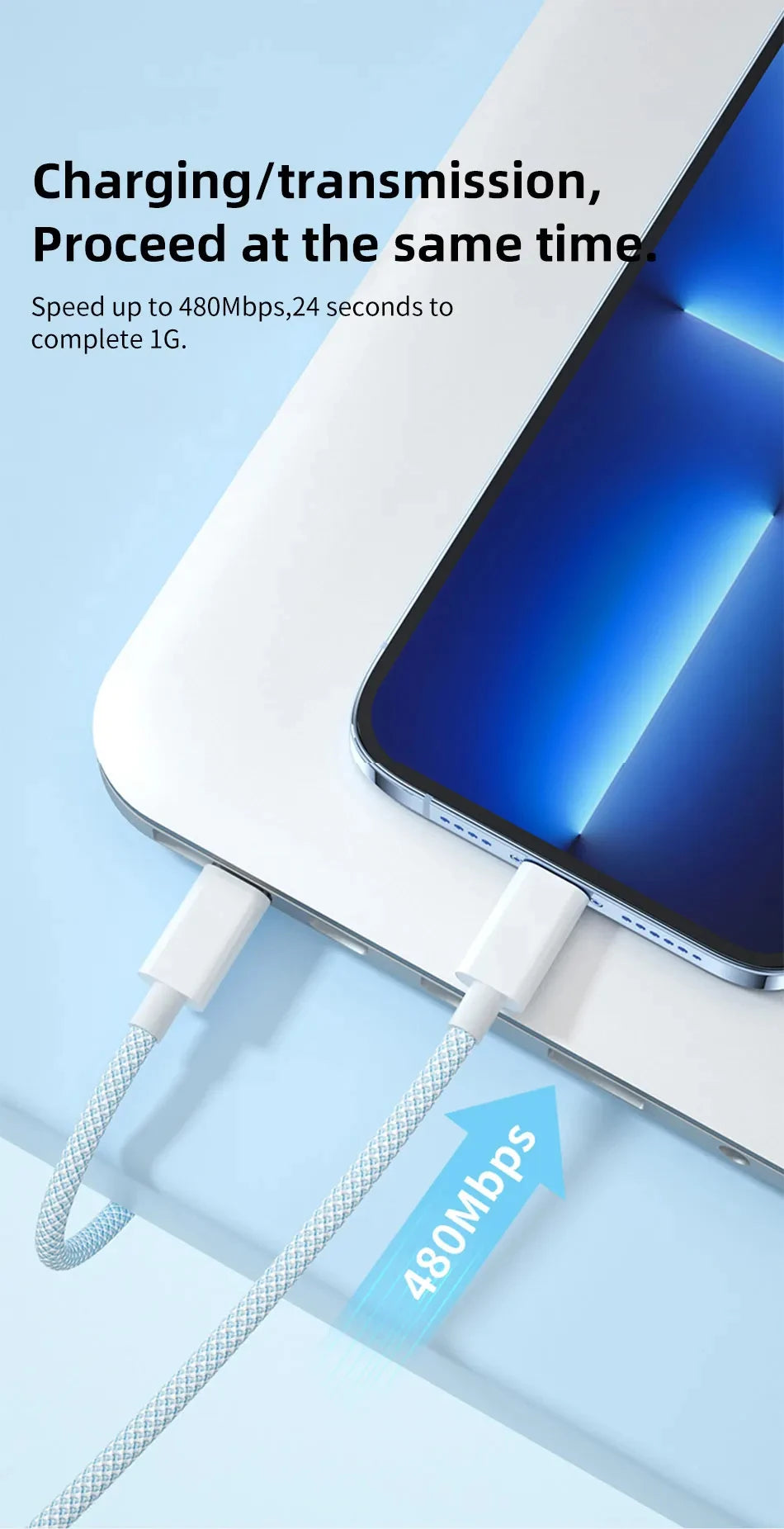 60W 6A USB Type C to Type C Cable For IPhone 15 16 Samsung Fast Charging USB C to C Cable Type C Charger