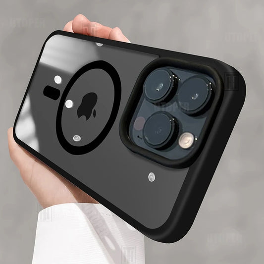 Fall Resistant Acrylic Business Black Magsafe Case for iPhone 16. 15, 14