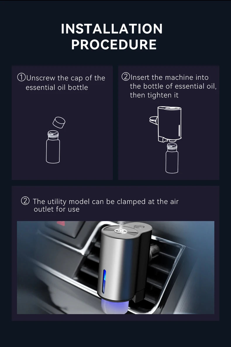 Electric Humidifier Car Air freshener, Three Adjustable Modes, Automatic Operation
